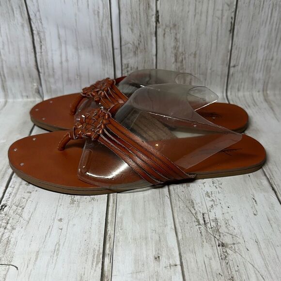 American Eagle AE Braided Leather Flip Flops Sandals Thongs Slip on Shoes Size 6 - Picture 6 of 7